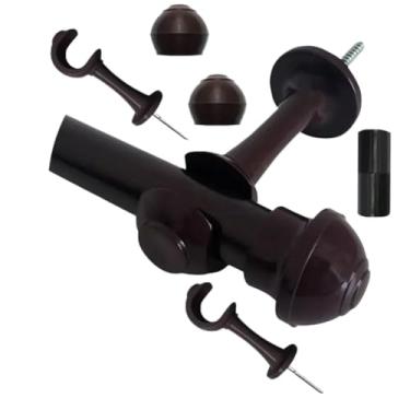 Imagem de Kit Varão Simples 1,5m 19mm Fino com Ponteira Suporte Sala Quarto Cozinha (Tabaco)