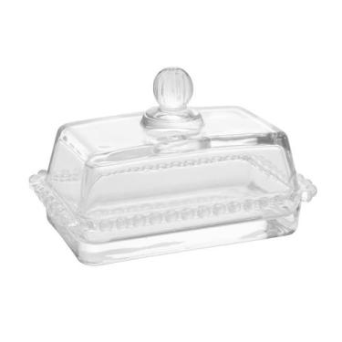 Imagem de Manteigueira de Cristal com Tampa Bolinha Pearl Wolff 17x10cm