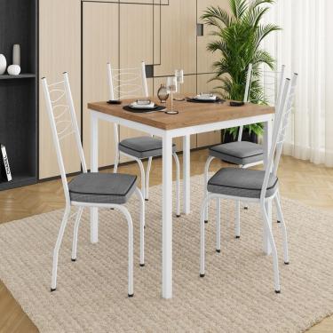 Imagem de Conjunto de Mesa para Cozinha com 4 Cadeiras Branco/Platina/Demolição