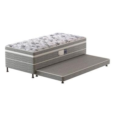 Imagem de Cama Box Conjugada De Solteiro Prodormir, Advanced Com Cama Auxiliar Probel Branco Com Cinza