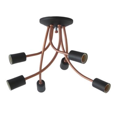 Imagem de Plafon Soprepor Aranha Para 6 Lâmpadas 0165/6.005 Emalustres Cobre/Preto