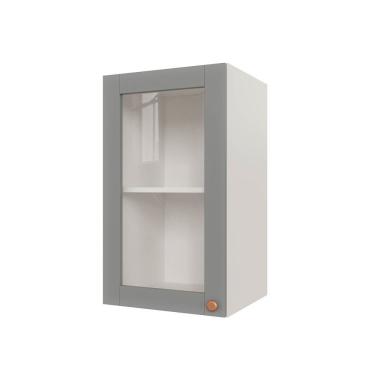 Imagem de Armário Aéreo 1 Portas 40cm Com Porta De Vidro Arizona Cabecasa Madeiramadeira Branco-cinza