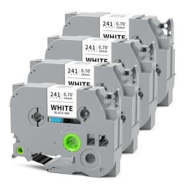 Imagem de HUIMAZJIA Tze241 18 mm fita branca laminada compatível com Brother Tze-241 Tz-241 P Touch Label Tape Tze Tz 18 mm 3/10.2 cm preto sobre branco para PTP410 PTD610BT PTD400 PTD600 PTD460BT etiquetadora