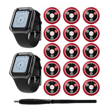 Imagem de Retekess Sistema De Pager Td113 Para Funcionários, Chamadas Sem Fio, À Prova D'Água Ipx67, Longo Tempo Espera, 1 Usb, 2 Relógios, 15 Botões Chamada 4 Teclas Restaurantes, Garçonetes, Hotéis E Cafés