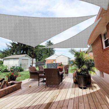 Imagem de Patio Guarda-Sol Paradise 9' X, Toldo Triangular, Tecido Permeável, Cobertura De Bloqueio Luz Solar, Deck Hdpe, Para Áreas Externas, Quintal, Pérgolas, Sombreamento Telhado, Cinza Claro