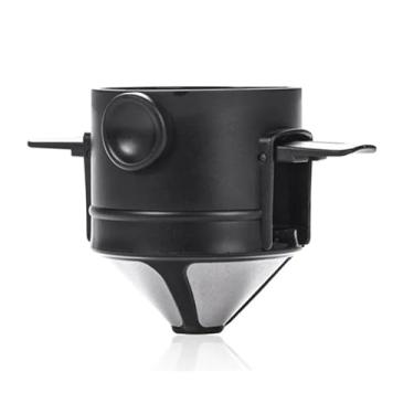 Imagem de Funil De Filtro De Café Portátil Infusor De Chá Aço Inoxidável Com Abas Lavável