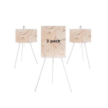 Imagem de DJAR Cavalete De Madeira Com 3 Peças 63" Para Sinalização, Altura Ajustável Uso Duplo, Piso Casamento, Quadro Boas-Vindas, Pôster, Imagem, Foto - Branco