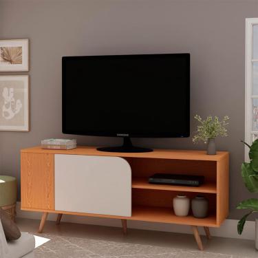 Imagem de Rack para TV até 50 Polegadas Orlando 1 Porta Cinamomo e Off White 140 cm