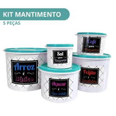 Imagem de Kit de Mantimentos de Plástico com 5 Peças Empilháveis com Tampa  Orga