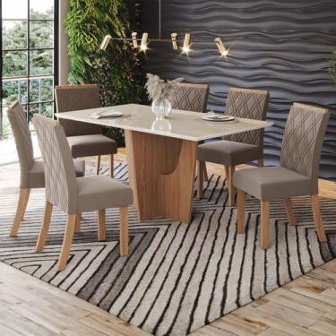Imagem de Mesa de Jantar 6 Lugares Nicole/Vita com Vidro Nature/Off White/Bege -