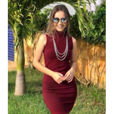 Imagem de Vestido gola alta cavado - Filó modas, Dourado, P
