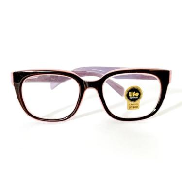 Imagem de Armação Óculos Grau p/Perto Retangular Gatinho Rosa com Preto Para Leitura (+2.25)