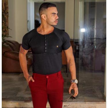 Imagem de T-shirt henley moletim preta - Spoiller.Clothing, P