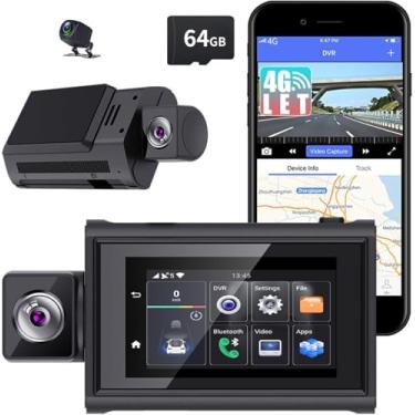 Imagem de XRC TECH Câmera traseira 4G Android 10 para carro, com WiFi GPS Navi ADAS Bluetooth Music, gravador de vídeo FHD 1080P com lente dupla, monitor remoto 24H.