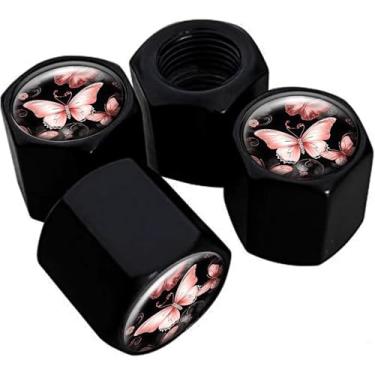 Imagem de Tampas de haste de válvula de pneu de metal, pacote com 4, tampas de haste de roda de carro, tampas de válvula de ar universais de alumínio para carros, caminhões, SUVs, bicicletas, motocicletas