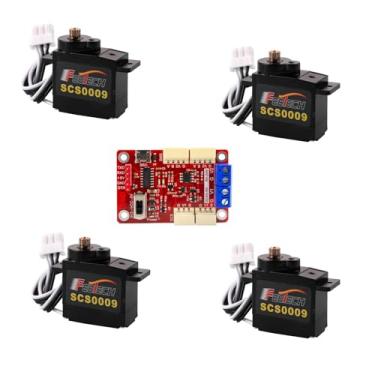 Imagem de RCmall Series Bus Servo Set 2.5KG Torque 6V 9G Micro Servos Metal Gear 360° Magnetic Encoder, Signal Converter TTL/RS485 Feedback for RC Helicopter Robot (4 Servos+1signal Conversion Board)