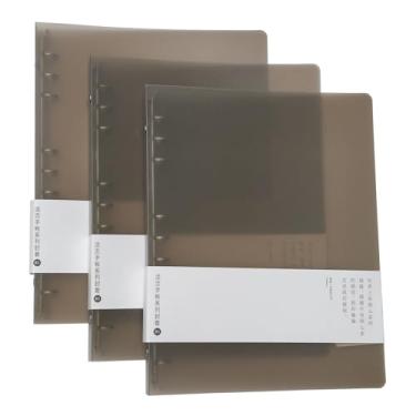 Imagem de Pacote com 3 capas para fichário A5 A6 B5 com 6 anéis e 9 anéis de PVC recarregáveis, protetor de folha solta (papel interno não incluído) (embalagem com 3 café)