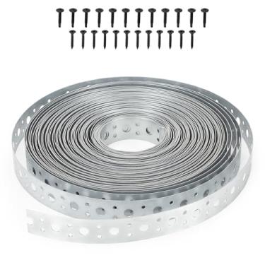 Imagem de Correia de tubo de metal galvanizado 2,5 cm x 1,6 m 0,6 mm de espessura para HVAC e suporte de encanamento cintas de metal com furos correias de fixação de duto com parafuso preto