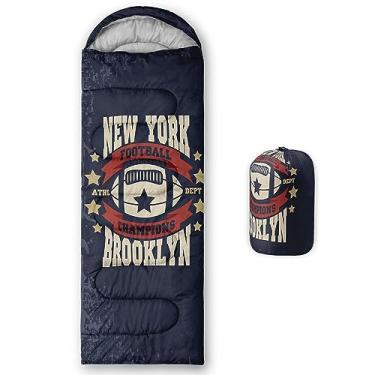 Imagem de Datura home Saco de dormir infantil para meninos e meninas, estampa de futebol leve, quente, portátil, ao ar livre, interior, impermeável, resistente ao clima frio, saco de dormir para acampamento, caminhada (futebol)