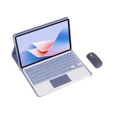 Imagem de Capa De Teclado Com Suporte De Couro PU Sem Fio Com Mouse Para Tablet 
