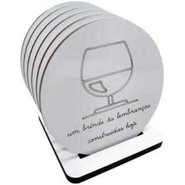 Imagem de Kit de Porta Copos com Desenhos de Drinks e Frases - Organize e Curta 