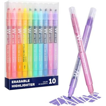 Imagem de YOOUSOO Marcadores apagáveis, marcadores de escrita suave de cabeça dupla, cores sortidas, marcadores de ponta de cinzel, marcadores de caneta marca-texto apagáveis sem sangramento para livros