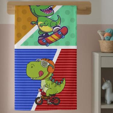 Imagem de Toalha Banho Menina e Menino Estampa Dinossauro Infantil Desenho Diver