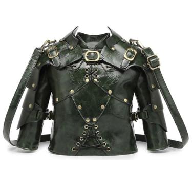 Imagem de Lyuxhetaokdiq Bolsa tiracolo masculina e feminina em formato de armadura PVC estranha e exclusiva novidade Steampunk Armor Purse, Verde, Bolsa de armadura
