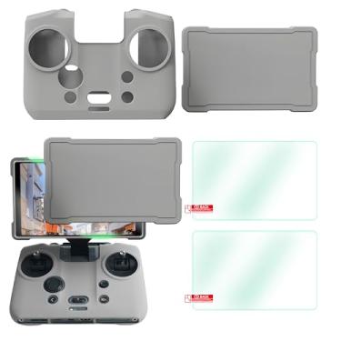 Imagem de Capa Protetora de Silicone RC Pro 2 - 2 em 1 Protetor de Tela de Controle Remoto HD Transparente Temperado Capa Proteção de Silicone para DJI Mavic 4 Pro/Air 3S/Air 3 Drones Acessórios Cinza