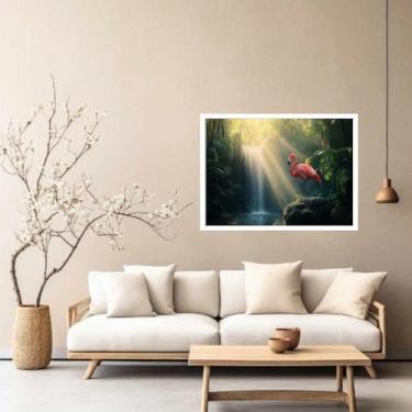 Imagem de Quadro Decorativo Flamingo na Cachoeira - 50x70cm - Quadros On-line, M