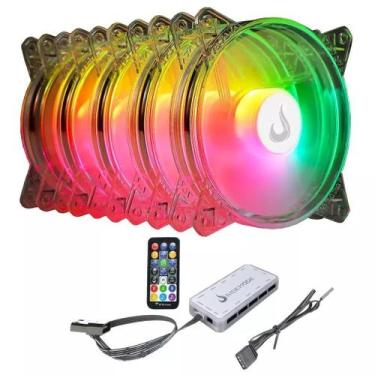 Imagem de Kit 5 fans gamer rise mode crystal sound argb 5v 120mm - rm-cs-02-argb