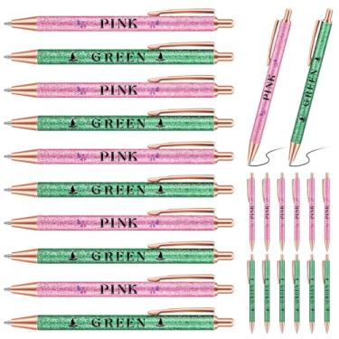 Imagem de Sayglossy 24 canetas de bruxa a granel lembrancinhas de festa de bruxa e princesa, rosa e verde, caneta esferográfica com glitter, presente para amantes de filmes, musicais, melhores amigos, amigos