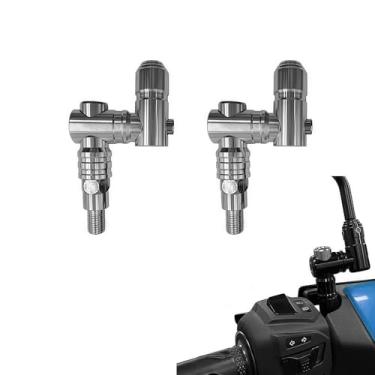 Imagem de Suporte de espelho lateral de motocicleta 10 mm giratório adaptador de parafuso fixo suporte de espelho base ajustável de liga de alumínio CNC (prata)