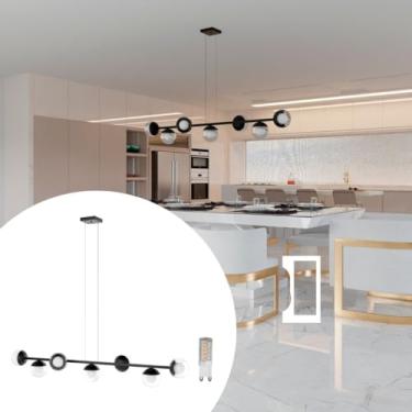 Imagem de Lustre Jabuticaba Pendente 7 Globos Vidro Com Lampadas Branco Quente - Bivolt - PRETO/TRANSP - 110V/220V