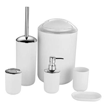 Imagem de IEUDNS Conjunto de Acessórios de Banheiro de Luxo 6x Conjunto de Saboneteira, Branco, Tamanho real