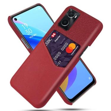 Imagem de Capa para OPPO A76 4G,Anti-deslizamento,Proteção contra quedas de 360°,Resistência à impressão digital,Tela e caso de couro PU com 1 slot de cartão atrás-Red