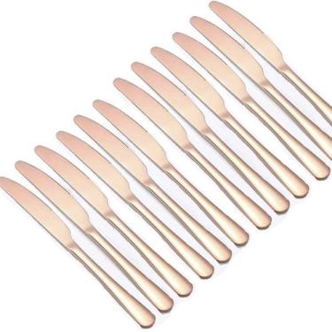 Imagem de Kit Jogo De Cortes De Mesa Gold Rose 12pçs Inox Rústico Luxo - Gici De