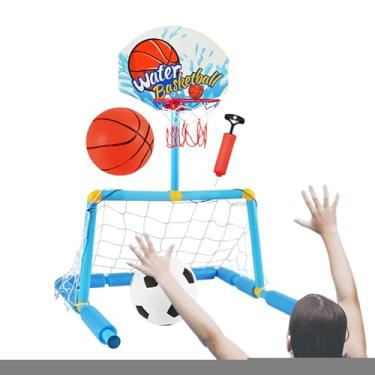 Imagem de Cesta De Basquete Para Piscina,2 Em 1 Baliza De Futebol Flutuante Para Piscina Com 2 Bolas E 1 Bomba | Brinquedo Aquático Interativo para Idades a Partir de 4 Anos e Família em Interior Exterior