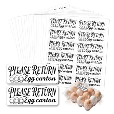 Imagem de GOMAKERER 180 etiquetas de caixa de ovos frescos de fazenda, por favor, devolva adesivos de caixa de ovos à prova d'água PET adesivo de embalagem de ovo para caixa recipiente suprimentos agrícolas