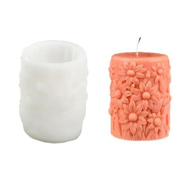 Imagem de UR URLIFEHALL 1 molde de vela cilíndrica floral pilar de silicone para artesanato de aromaterapia, decoração de festa de mesa