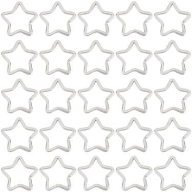 Imagem de SOFPLATE 1 caixa 30 peças chaveiro estrela anel metal plana dividida chaveiros anéis liga prata estrelas resistente grande suporte porta-chaves acessórios para cordões chaves de carro etiquetas bolsas