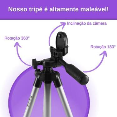 Imagem de Tripé Profissional Universal Alumínio Celular Câmera Vídeo