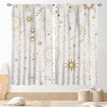 Imagem de Cortinas góticas de sol e lua, boho, fase da lua bruxa, constelação celestial, estrela mística, cosmos, cortinas estéticas para janela, tratamentos para sala de estar, quarto, banheiro, cozinha, 2