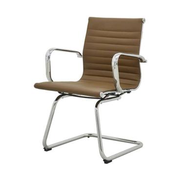 Imagem de Cadeira Office Sevilha Esteirinha Rivattis Em Pu Marrom Caramelo Base Fixa Cromada