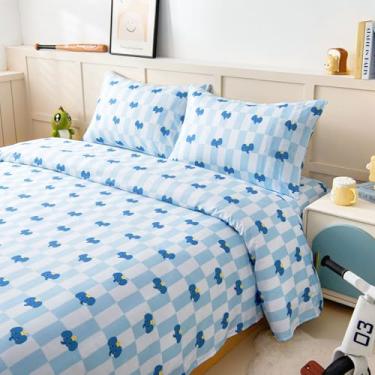 Imagem de Jogo de lençol de solteiro para meninos, jogo de cama de 3 peças para crianças, roupa de cama de microfibra macia escovada, bolso profundo, resistente a rugas e desbotamento, elefante de boa noite