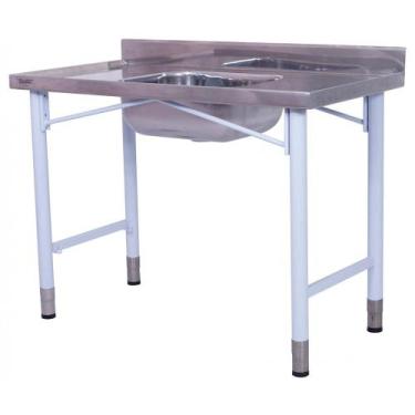 Imagem de Pia Industrial Benfati Inox 430 180x60cm Pés Pintados com 1 Cuba 553