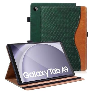 Imagem de Varohix Capa para Samsung Galaxy Tab A9 de 8,7 polegadas 2023 capa de couro PU suporte de visualização multiângulo com bolso para cartão para Galaxy Tab A9, capa verde retrô