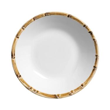 Imagem de Conjunto 6 Pratos Fundo Cerâmica Bambu Branco 24cm - Scalla