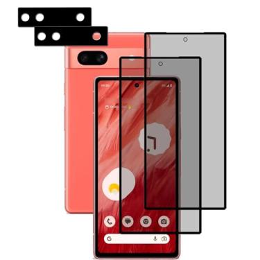 Imagem de HKKAIS [Pacote com 2-2 protetores de tela de privacidade projetados para Google Pixel 7a Anti Spy filme de vidro temperado privado pacote com 2 películas protetoras de lente de câmera, pacote com 2.