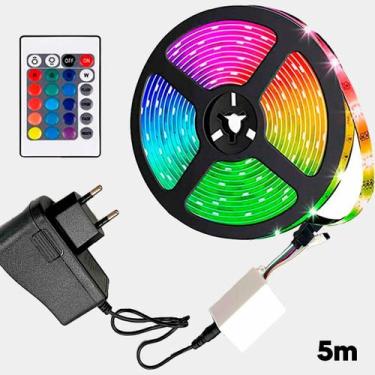Imagem de Fita Led Rgb 5M Brilho Luz Colorida Neon Efeitos Controle - Led 5M